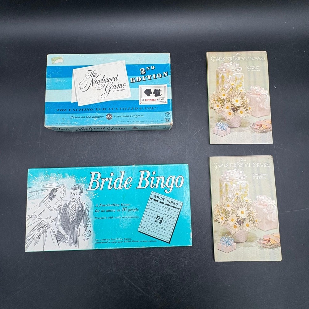Vtg Hasbro Newlywed Game 2nd Ed Bride Bingo & Hallmark Shower Games Lot